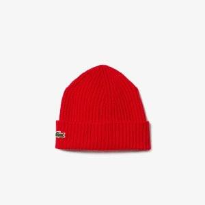 Lacoste Unisex Ribbed Wool Beanie