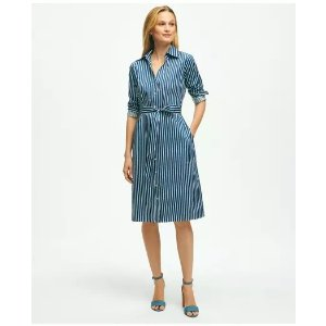 Brooks Brothers Supima® Cotton Stretch Sateen Belted Shirt Dress