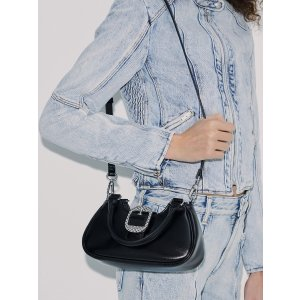 Charles & Keith Avis Belted Top Handle Bag - Noir