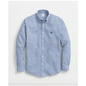 Brooks Brothers Stretch Cotton Non-Iron Oxford Polo Button-Down Collar, Gingham Shirt
