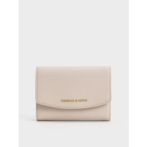 Charles & Keith Curved Front Flap Wallet - Oat