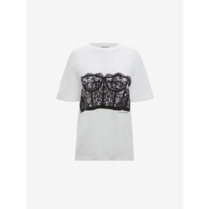 Alexander McQueen Women's Lace Corset T-shirt in White