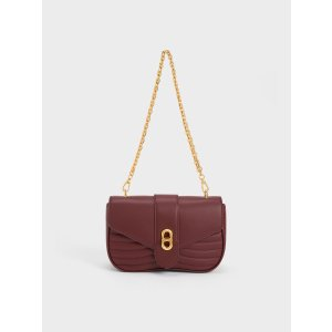 Charles & Keith Aubrielle Panelled Crossbody Bag - Dark Chocolate