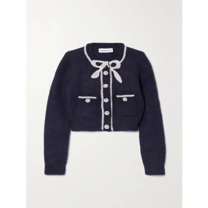 Self-Portrait Cropped embellished fleece cardigan