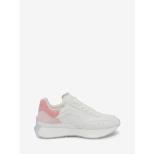 Alexander McQueen Women's Sprint Runner in White/coral/ Powder Pink