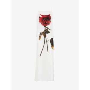 Alexander McQueen Women's Chiffon Shadow Rose Slip Dress in Optic White