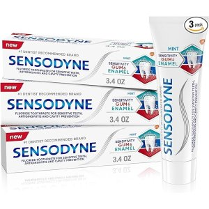 Sensodyne Toothpaste Sensitivity Gum and Enamel, Triple Protection, Refreshing Fluoride Toothpaste, Mint Flavor - 3.4 Ounces x 3