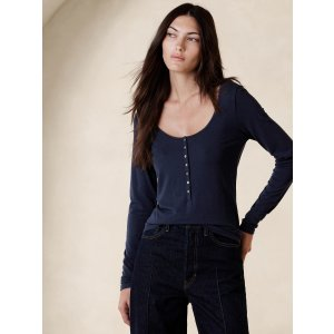 Banana Republic Sabel Wool-Blend Henley T-Shirt
