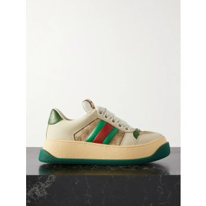 Gucci Double Screener coated cotton-canvas and leather sneakers