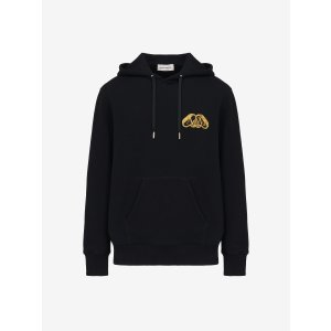 Alexander McQueen Men's Half Seal Logo Hooded Sweatshirt in Black