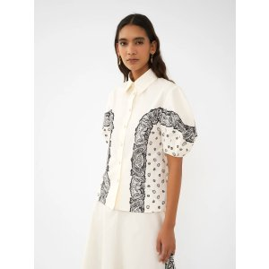 Balloon-sleeve printed shirt