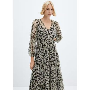 Mango Floral-print midi-dress