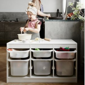 Ikea TROFAST Storage combination with boxes, white/white, 39x17 3/8x22 "