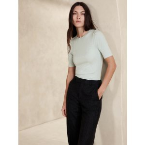 Banana Republic Ribbed Elbow-Sleeve T-Shirt