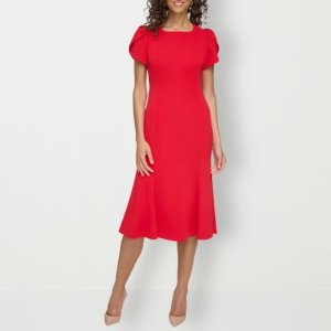 Marc New York Short Sleeve Midi Fit + Flare Dress