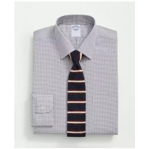 Brooks Brothers Stretch Supima® Cotton Non-Iron Pinpoint Oxford Ainsley Collar, Gingham Dress Shirt