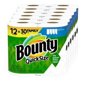 Bounty Quick-Size Paper Towels, White, 12 Family Rolls
