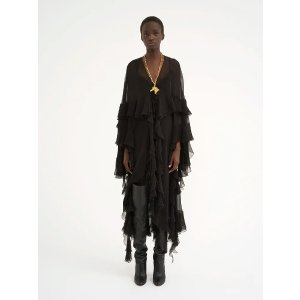 Chloe Long ruffled dress in silk mousseline
