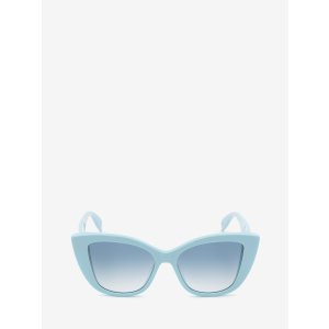 Alexander McQueen Women's McQueen Graffiti Cat-eye Sunglasses in Light Blue