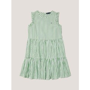 Tommy Hilfiger Kids' Stripe Cotton Ruffle Dress