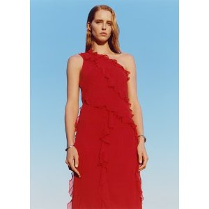 Mango Asymmetric ruffled dress