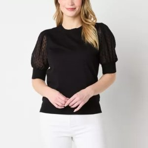 Liz Claiborne new!Liz Claiborne Womens Crew Neck Short Sleeve Pullover Sweater