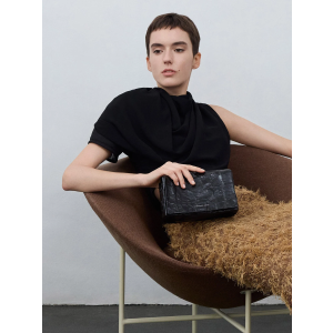 Charles & Keith Matina Crinkle-Effect Crossbody Bag - Jet Black