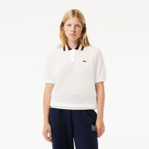 Lacoste Women's Short Sleeve Polo Neck Cotton Sweater