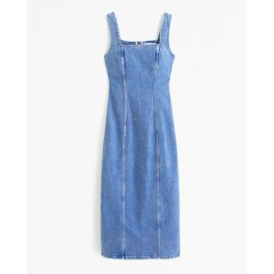 Abercrombie & Fitch Denim Column Midi Dress