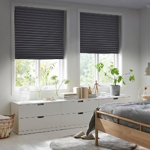 Ikea SCHOTTIS Blackout pleated blind, dark gray, 39 ¼x74 ¾" - IKEA