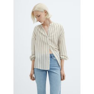 Mango Puffed sleeves striped shirt