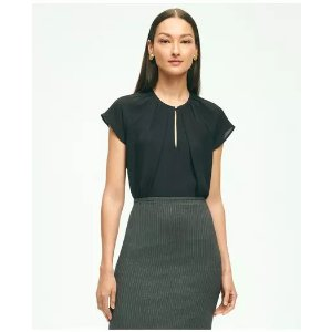 Brooks Brothers Short Sleeve Silk Georgette Blouse