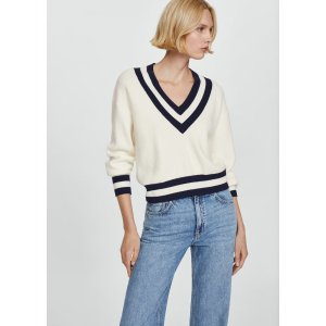 Mango Contrasting V-neck sweater