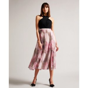 Ted Baker Loulous Midi Dress With Floral Pleated Skirt