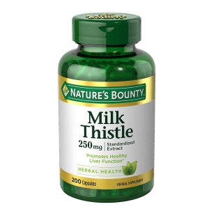 Nature's Bounty Milk Thistle Pills and Herbal Health Supplement, Supports Liver Health, 250mg, 200 Capsules