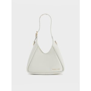 Charles & Keith Mini Buzz Hobo Bag - White