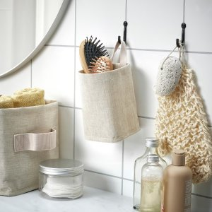 Ikea PURRPINGLA Storage basket, textile/beige, 4x4x6 "