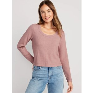 Gap Cropped Waffle-Knit Scoop-Neck T-Shirt for Women