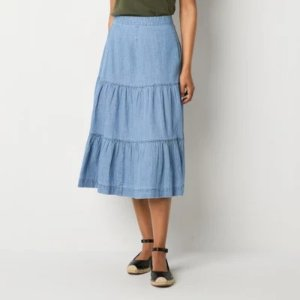 new!St. John's Bay Womens Mid Rise Midi A-Line Skirt