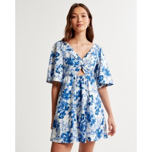 Abercrombie & Fitch Cutout Poplin Mini Dress