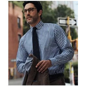 Brooks Brothers Stretch Supima® Cotton Non-Iron Pinpoint Club Collar, Striped Dress Shirt
