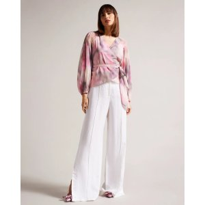 Ted Baker Emiliah Wrap Blouse With Smocked Shoulders