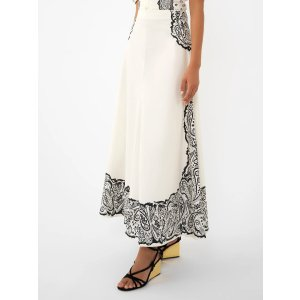 Printed flared midi skirt