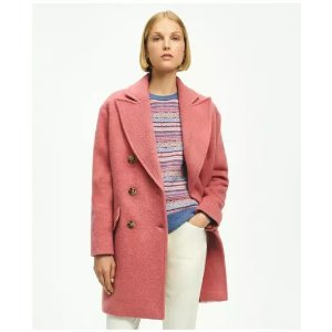 Brooks Brothers Wool Blend Mohair Double-Breasted Cocoon Coat