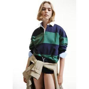 Mango Striped cotton polo shirt