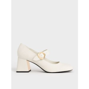Charles & Keith Buckled Mary Jane Pumps - Chalk