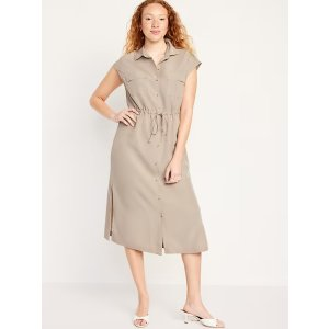 Gap Waist-Defined Utility Midi Shirt Dress