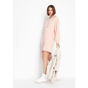 Hooded floral logo maxi sweatshirt dress