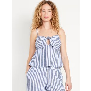 Gap Tie-Front Linen-Blend Top