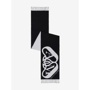 Alexander McQueen Women's Half Seal Logo Scarf in Black/ivory
